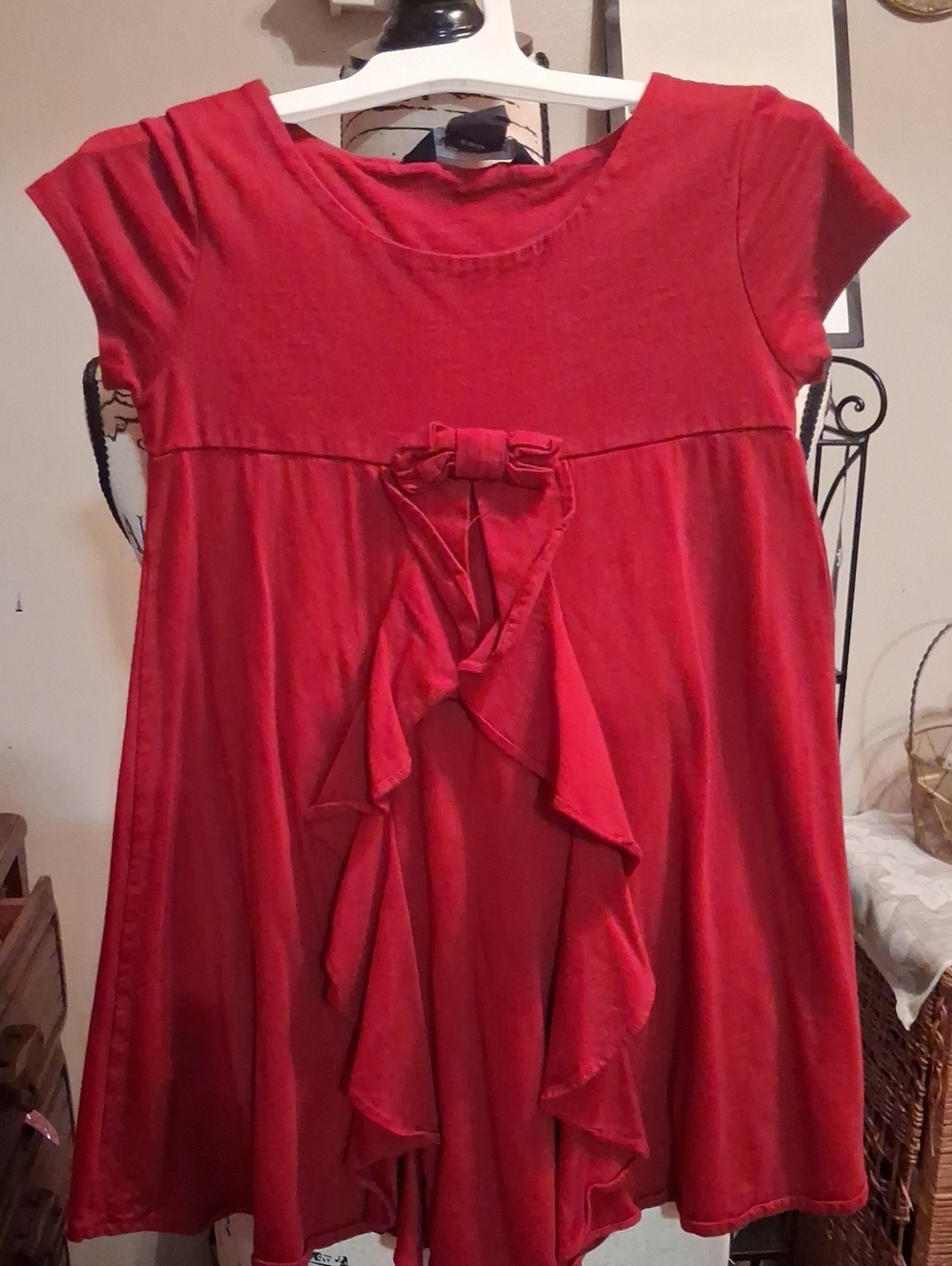 Ralph Lauren Toddler Girl Red Ruffle Front Cap Sleeve Dress Size 5T